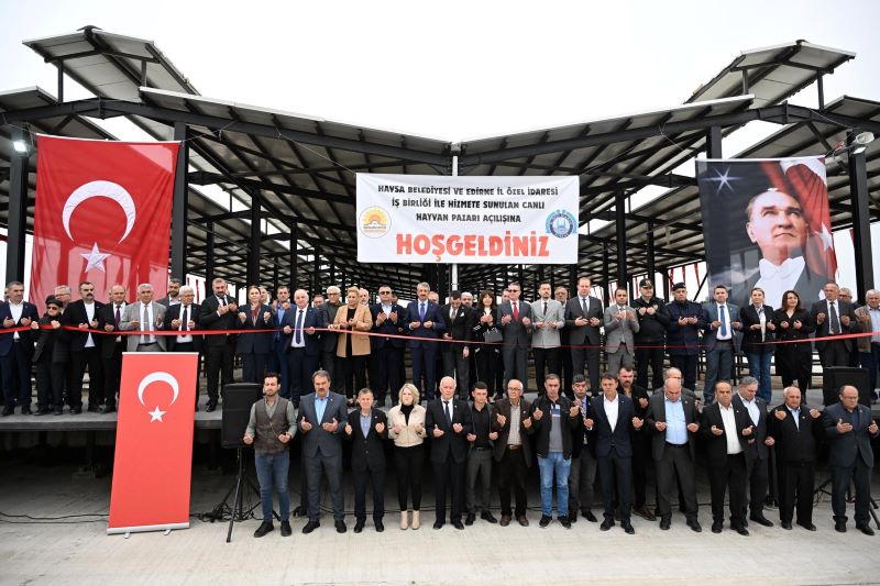 Edirne’nin Havsa ilçesinde yapımı tamamlanan modern canlı hayvan pazarı düzenlenen