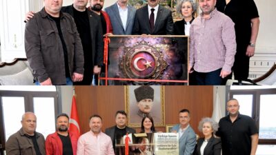 Edirne Gazeteciler Derneği Başkanı Gökhan Tuzladan ve yönetim kurulu üyeleri,