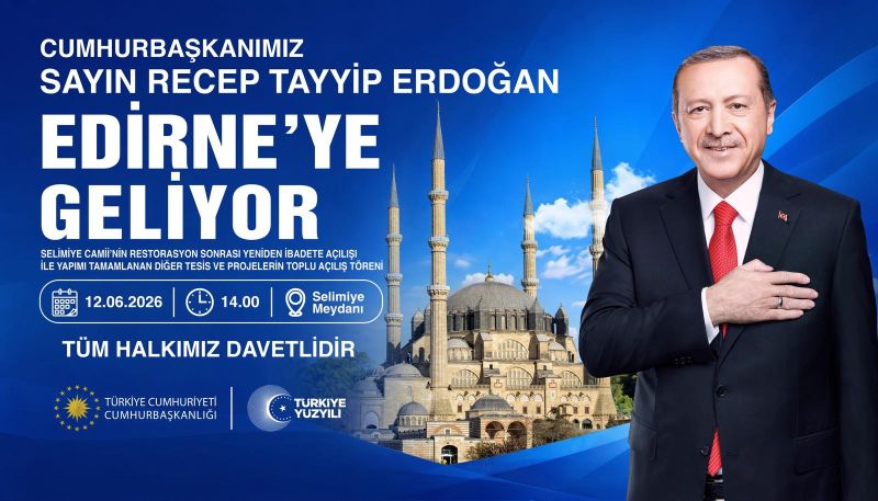Cumhurbaşkanı Recep Tayyip Erdoğan, restorasyon çalışmaları tamamlanan tarihi Selimiye Camii'nin