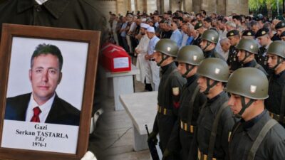 Edirne’de hayatını kaybeden Güneydoğu Gazisi Serkan Taştarla, düzenlenen askeri tören