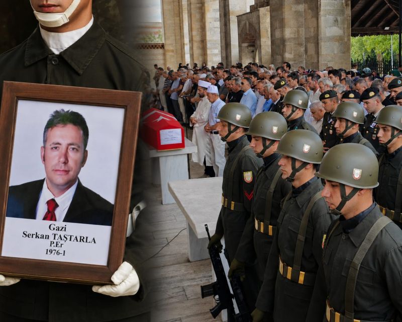 Edirne’de hayatını kaybeden Güneydoğu Gazisi Serkan Taştarla, düzenlenen askeri tören