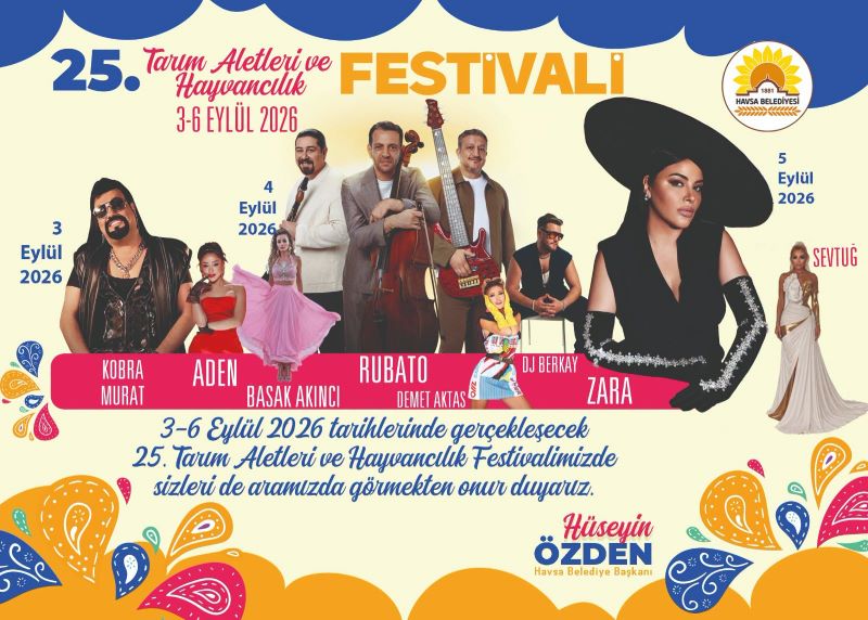 Havsa’nın geleneksel etkinliklerinden 25. Tarım Aletleri ve Hayvancılık Festivali için