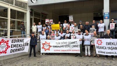 Edirne Emekliler Derneği, TÜİK İl Müdürlüğü önünde düzenlediği basın açıklamasında